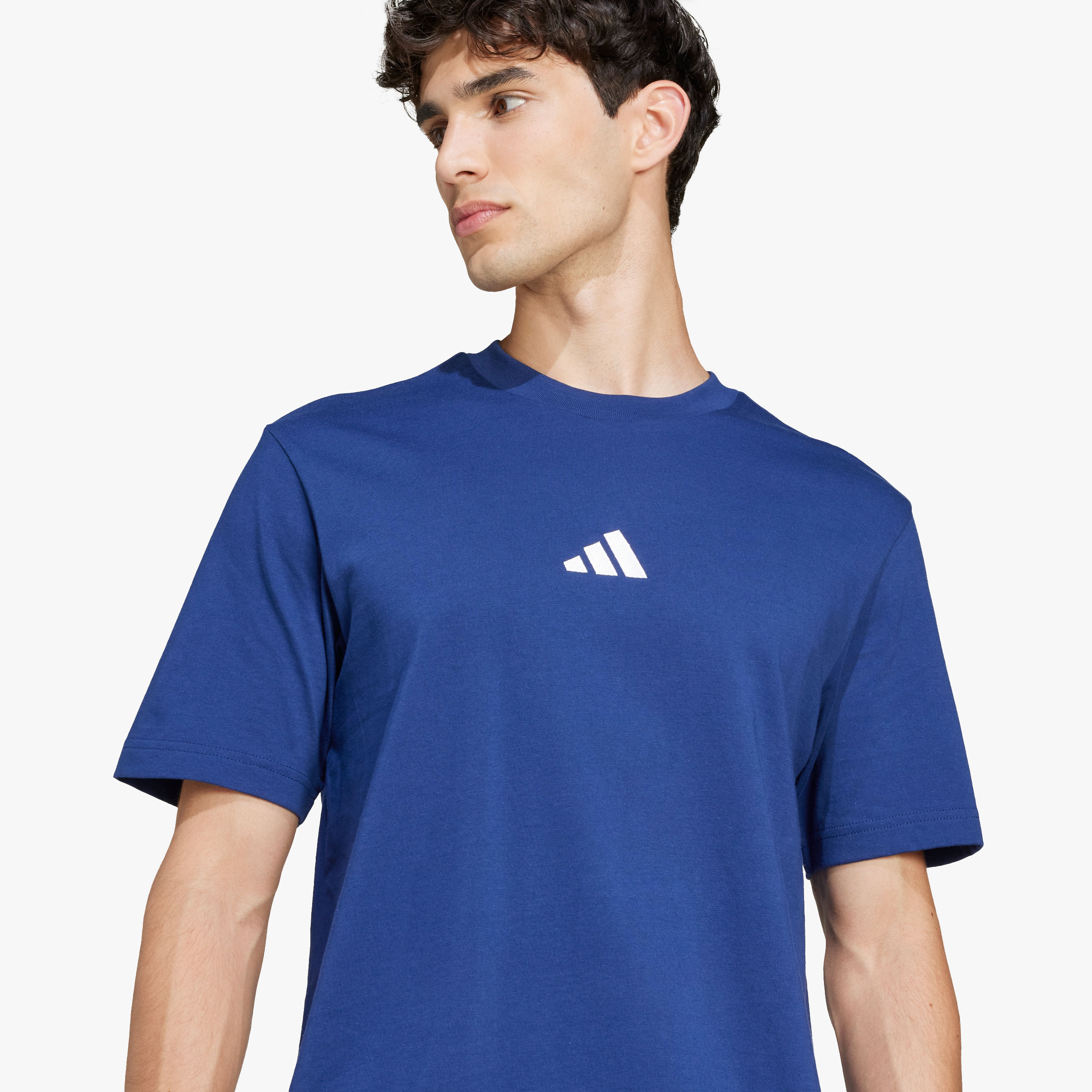 adidas Polera Essentials Logo Peque&ntilde;o, AZUL, hi-res
