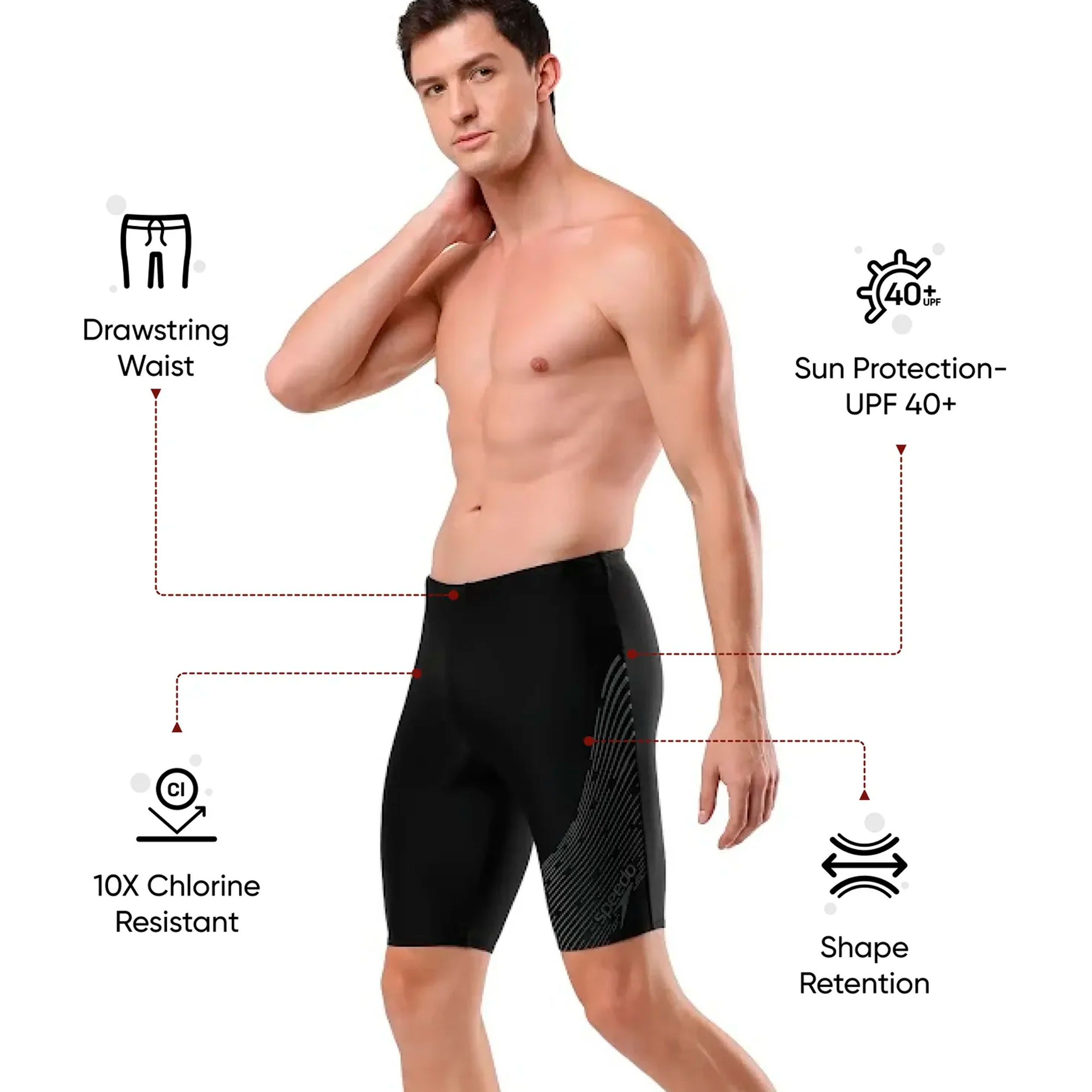 Speedo Ba&ntilde;ador Medley Logo Jammer, NEGRO, hi-res