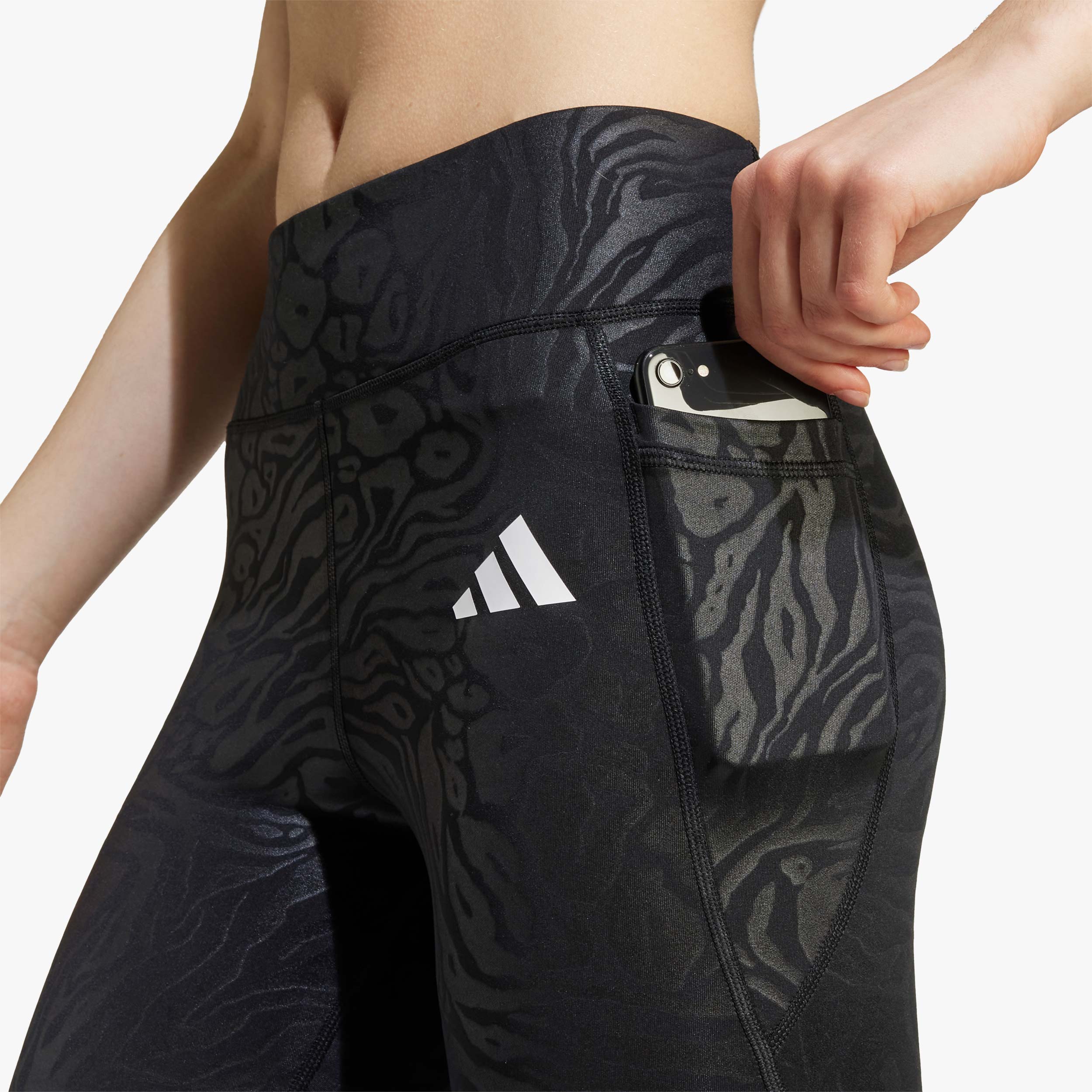 adidas Calzas con estampado animal All Sports Optime Ni&ntilde;as, NEGRO, hi-res