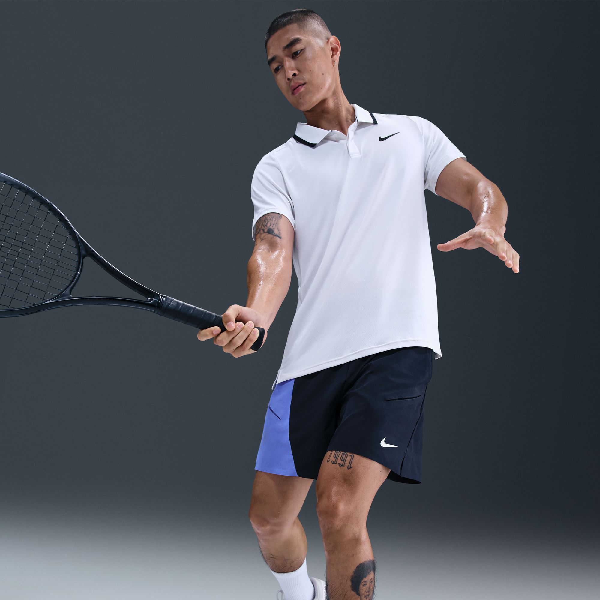 NikeCourt Shorts de tenis Slam, AZUL, hi-res