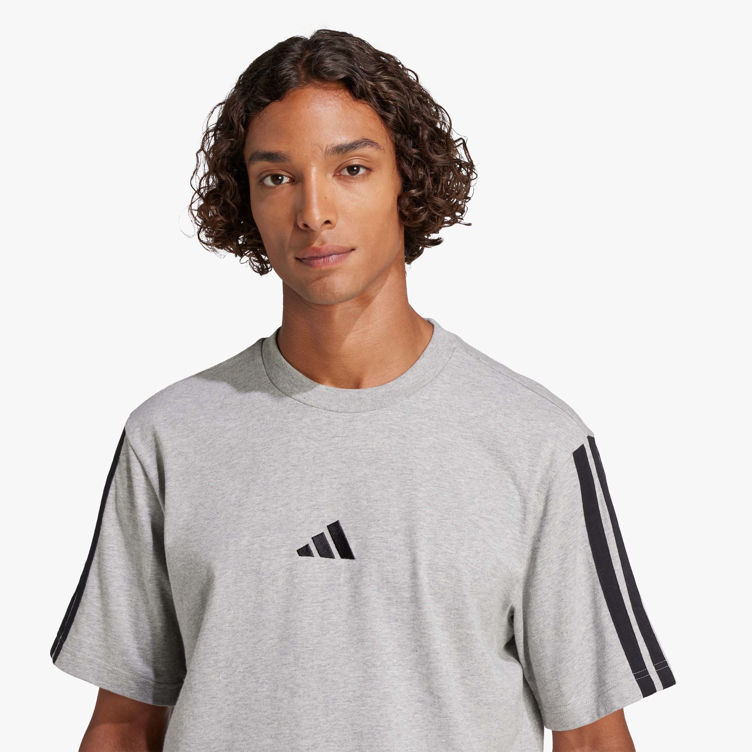 adidas Polera Essentials 3 Tiras Tejido Jersey, GRIS, hi-res