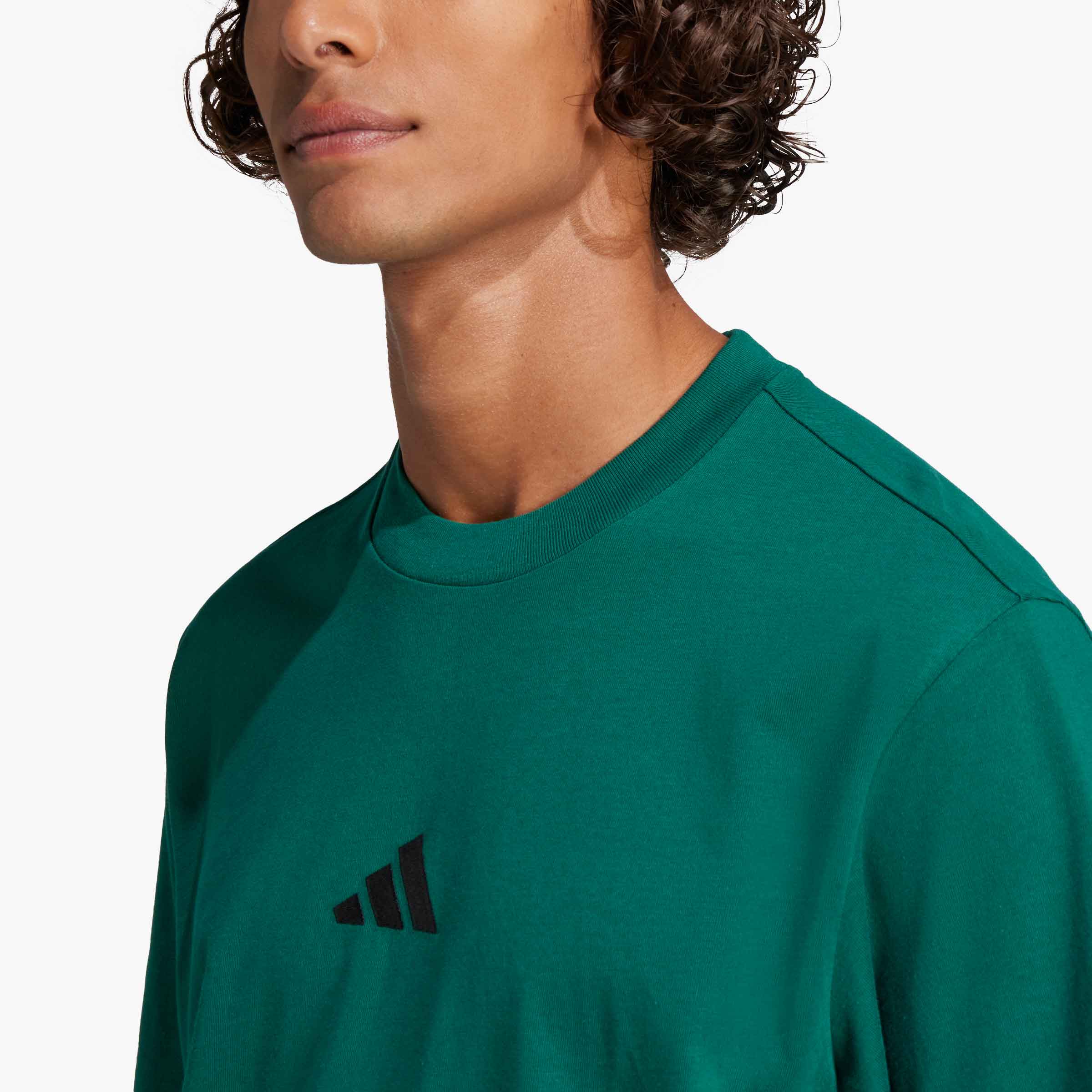 adidas Polera Essentials Logo Peque&ntilde;o Tejido Jersey, VERDE, hi-res