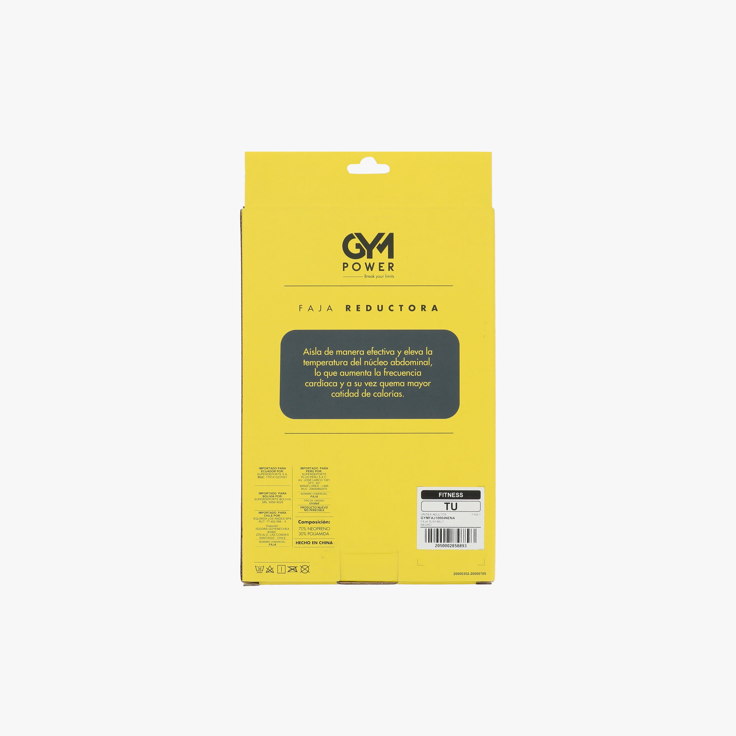 Gym Power Slim Belt, NEGRO, hi-res