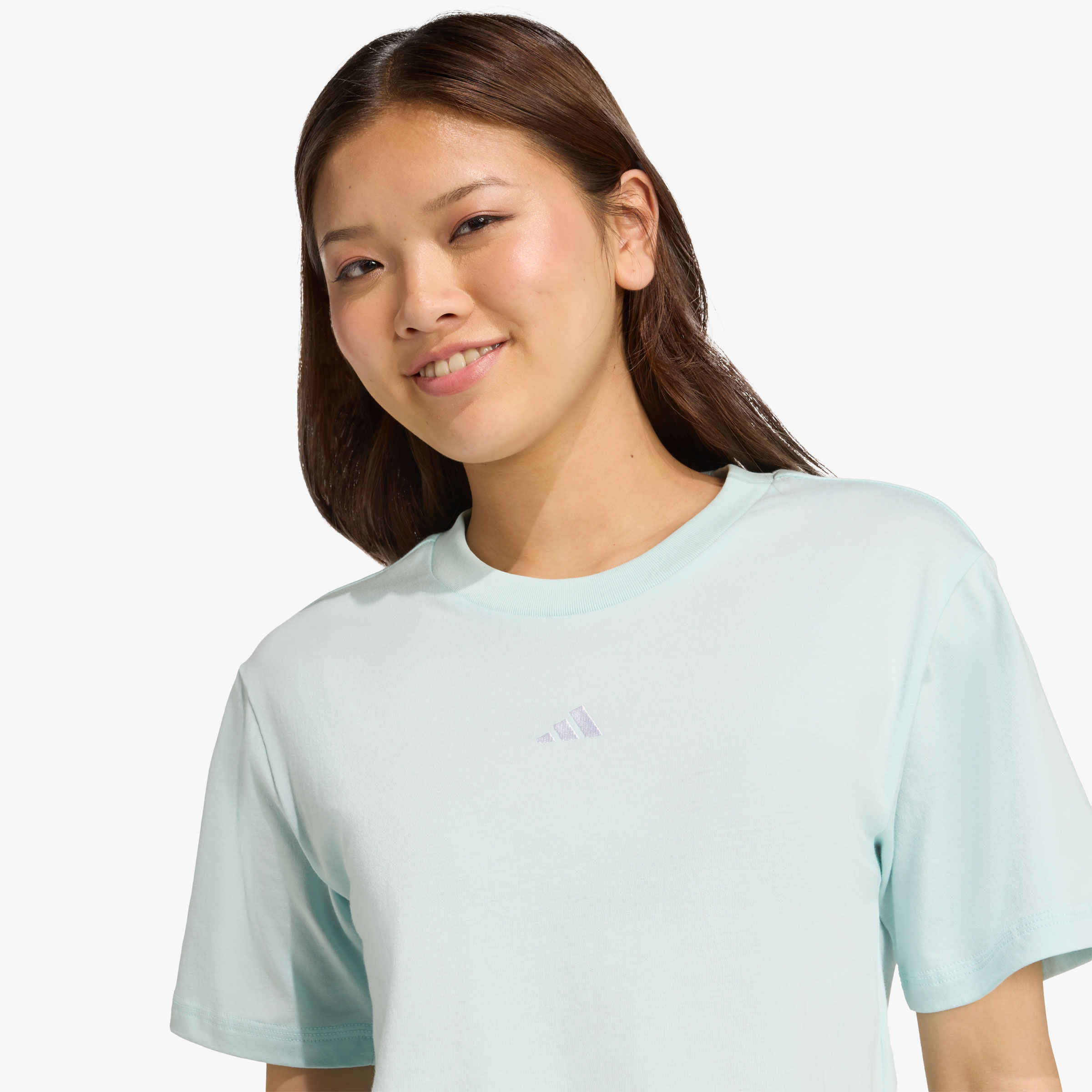 adidas Polera Essentials Logo Peque&ntilde;o Algod&oacute;n, VERDE, hi-res