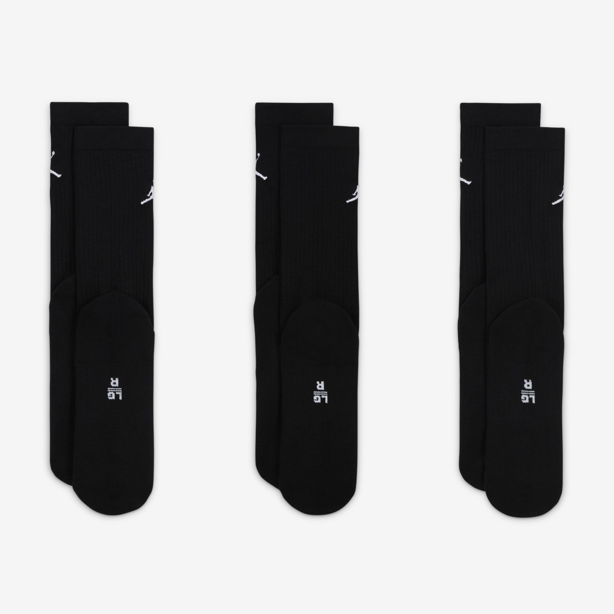 Jordan Calcetines Everyday Crew Largos 3 Pares, NEGRO, hi-res