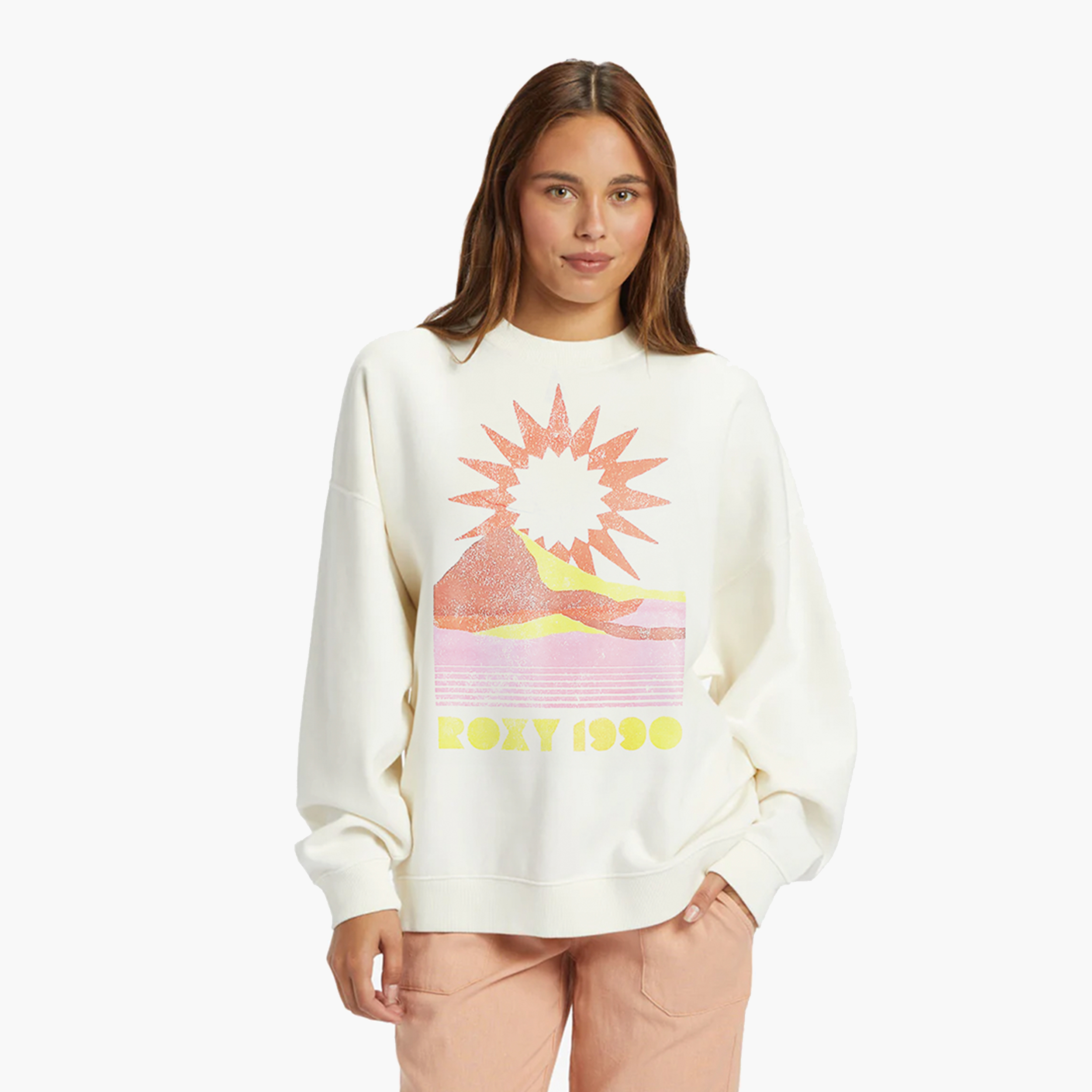 Roxy Polerón Lineup Oversized Crew, BLANCO, hi-res
