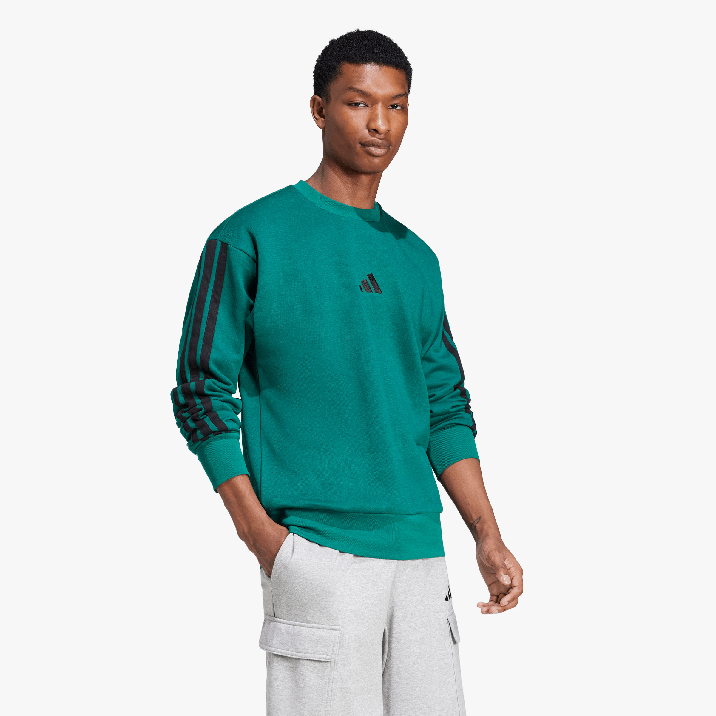 adidas Poler&oacute;n Essentials Fleece 3 Tiras, VERDE, hi-res