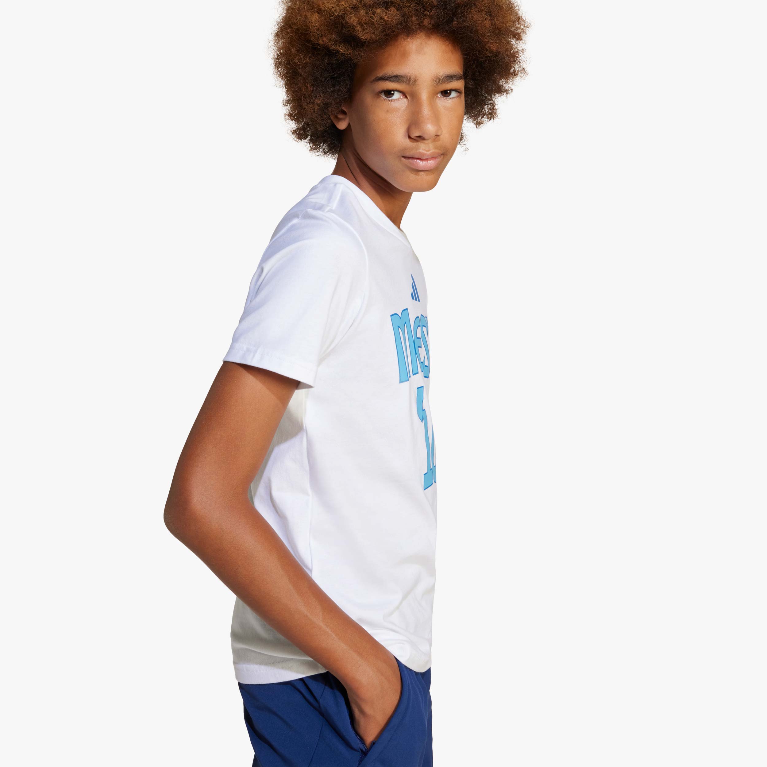 adidas Polera Messi Niños, BLANCO, hi-res
