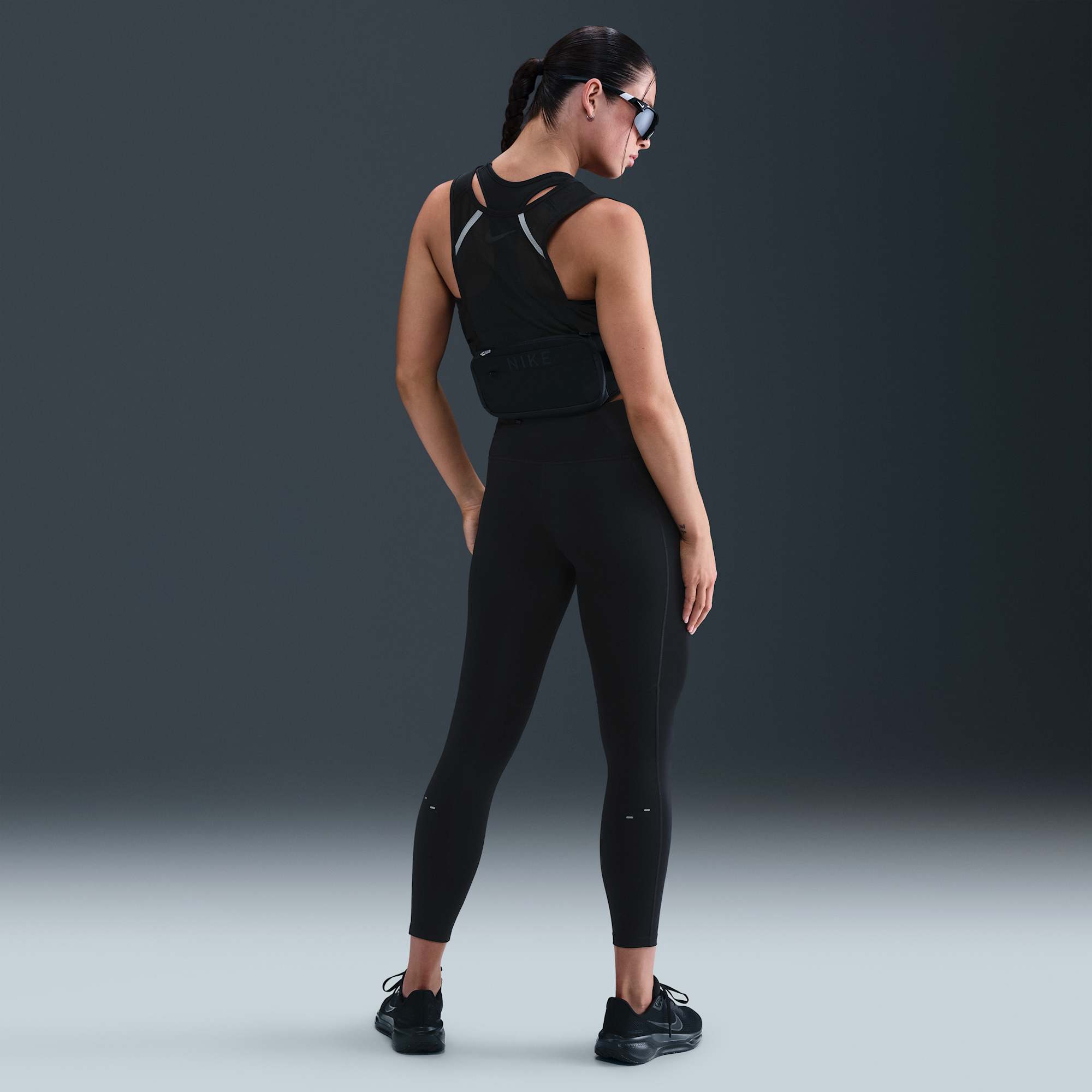 Nike Calzas Tempo Swoosh Run, NEGRO, hi-res