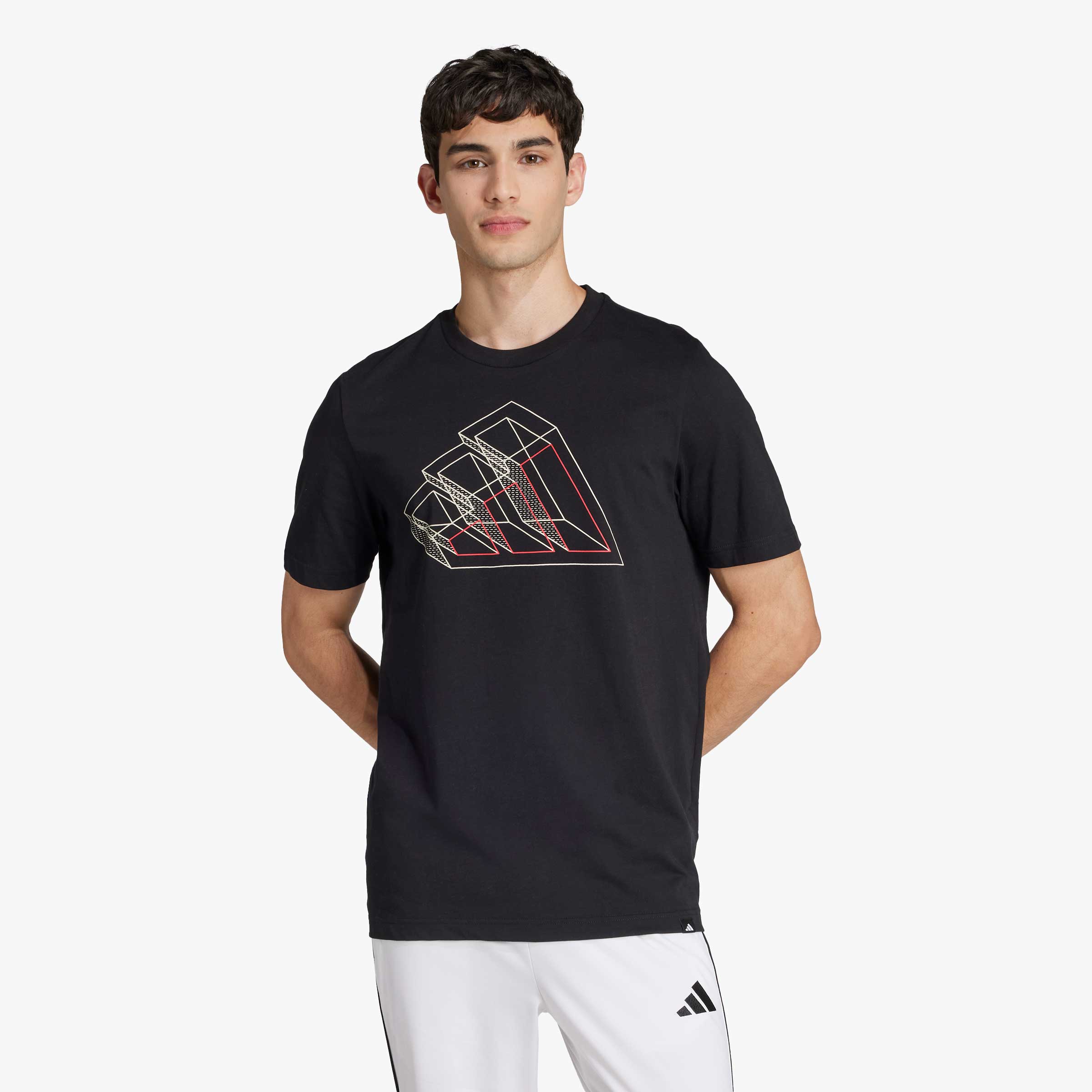 adidas Polera Tech Outline Estampado, NEGRO, hi-res
