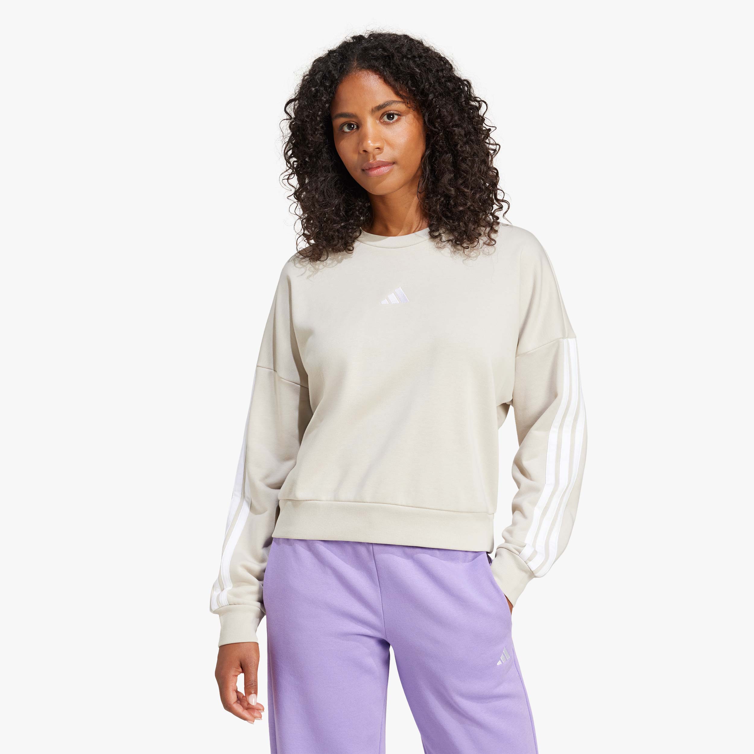 adidas Polerón Essentials 3 Tiras French Terry, GRIS, hi-res