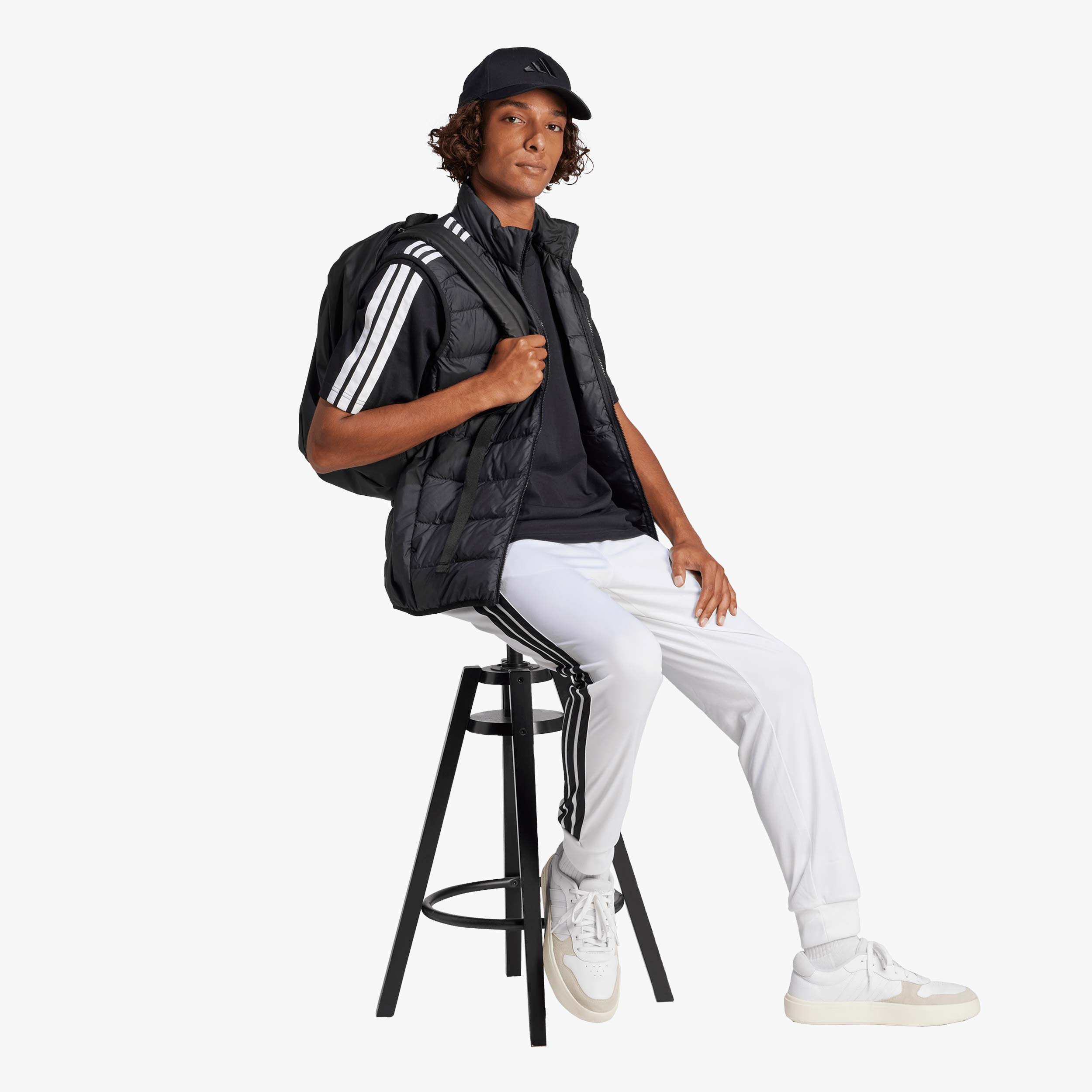 adidas Polera Essentials 3 Tiras Tejido Jersey, NEGRO, hi-res