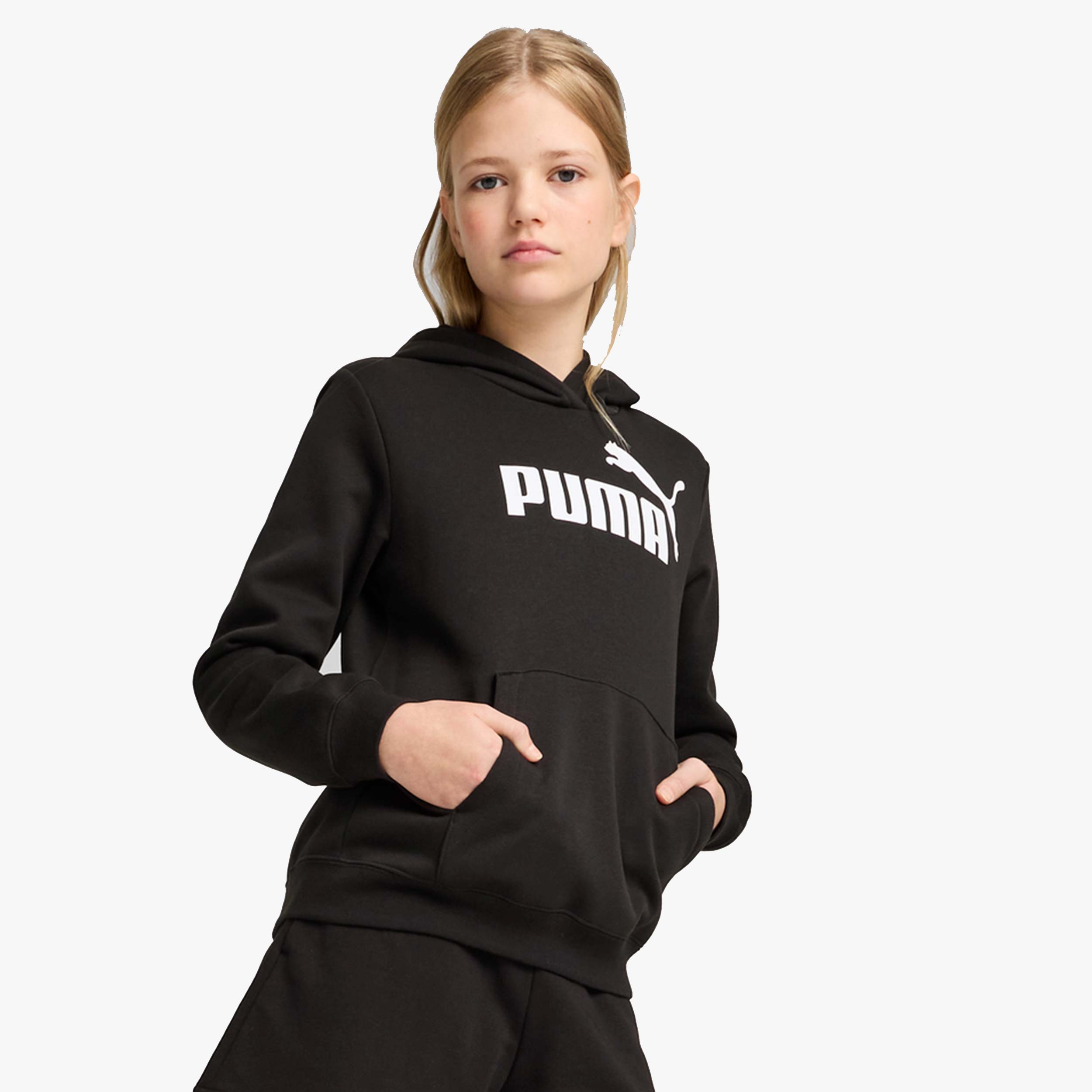 Puma Poler&oacute;n Ess Con Logotipo N.&ordm; 1 Juvenil, NEGRO, hi-res