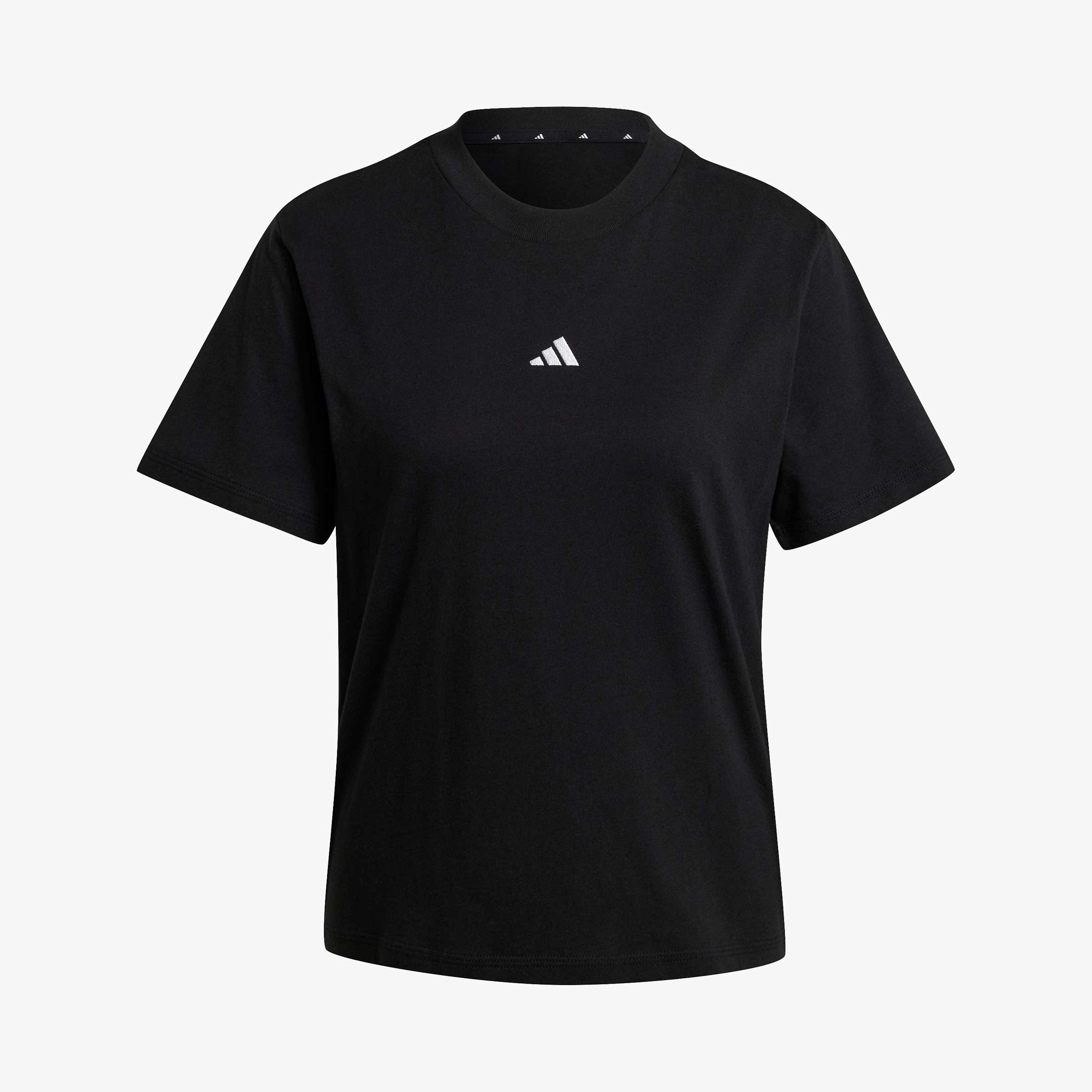 adidas Polera Essentials Logo Peque&ntilde;o Algod&oacute;n, NEGRO, hi-res
