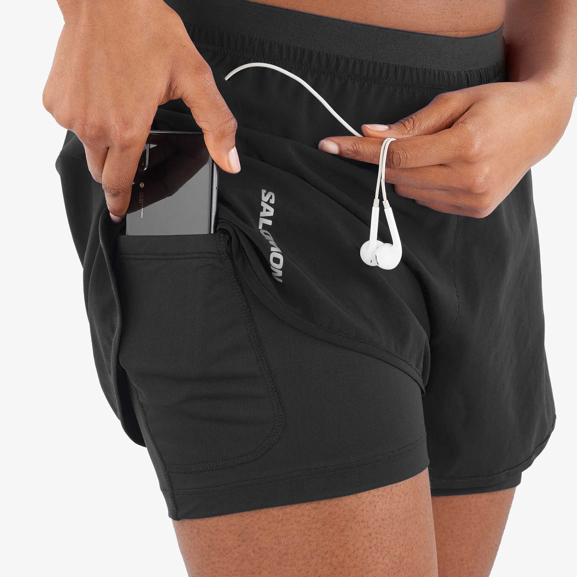 Salomon Shorts Cross 5'' 2In1, NEGRO, hi-res
