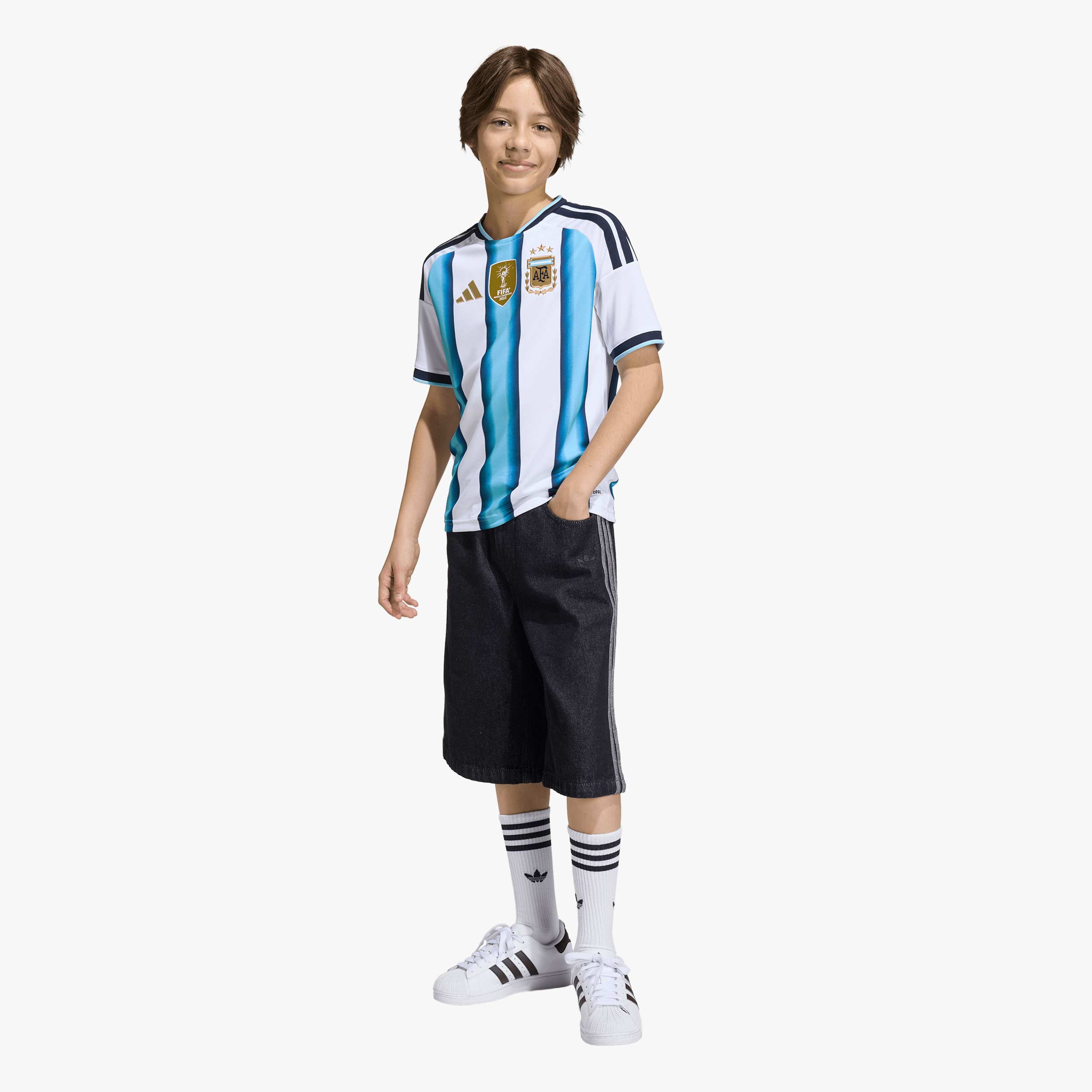 adidas Camiseta Local Messi Selecci&oacute;n Argentina 26 Ni&ntilde;os, BLANCO, hi-res