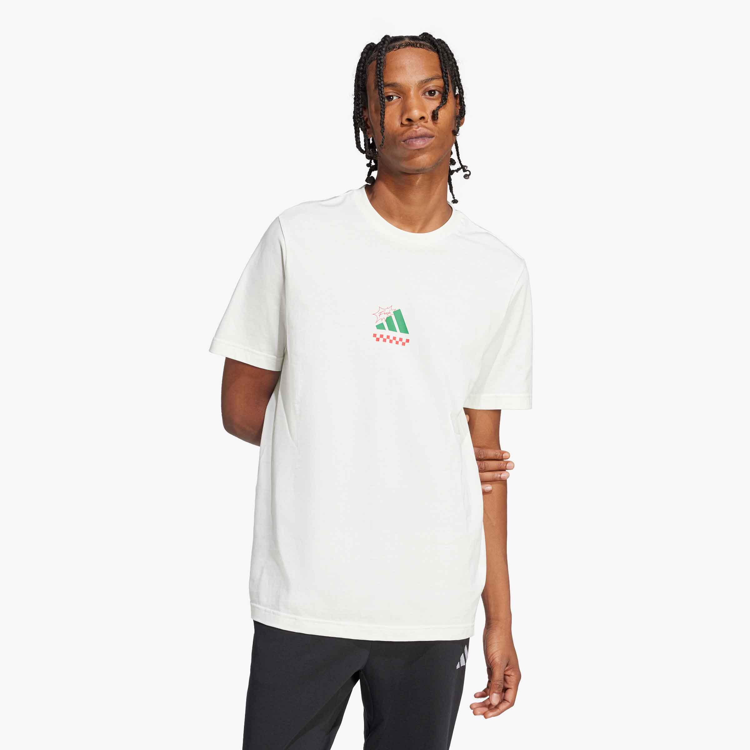 adidas Polera Lounge Pizza Estampado, BLANCO, hi-res