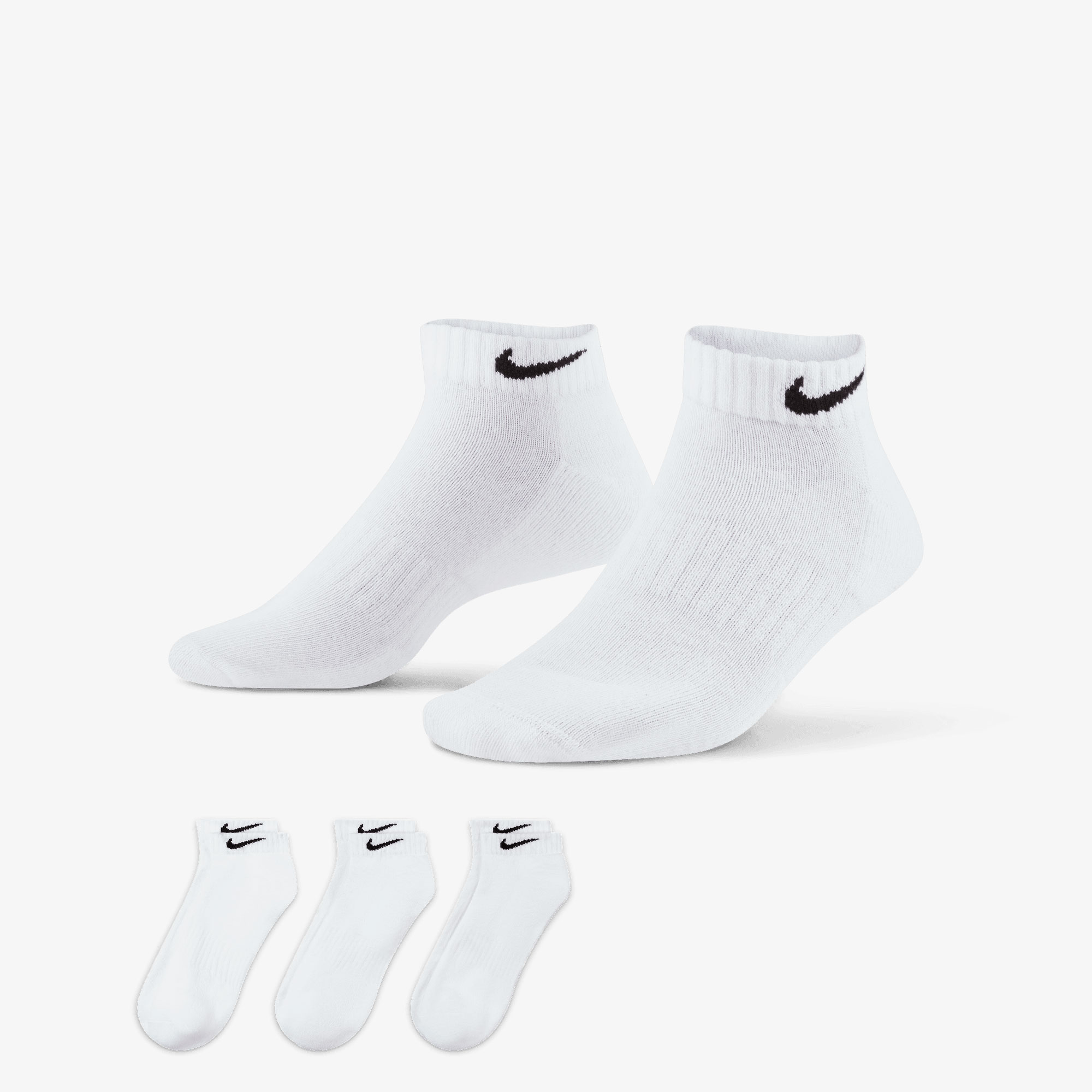 Nike Everyday Cushioned Cortas 3 Pares, BLANCO, hi-res