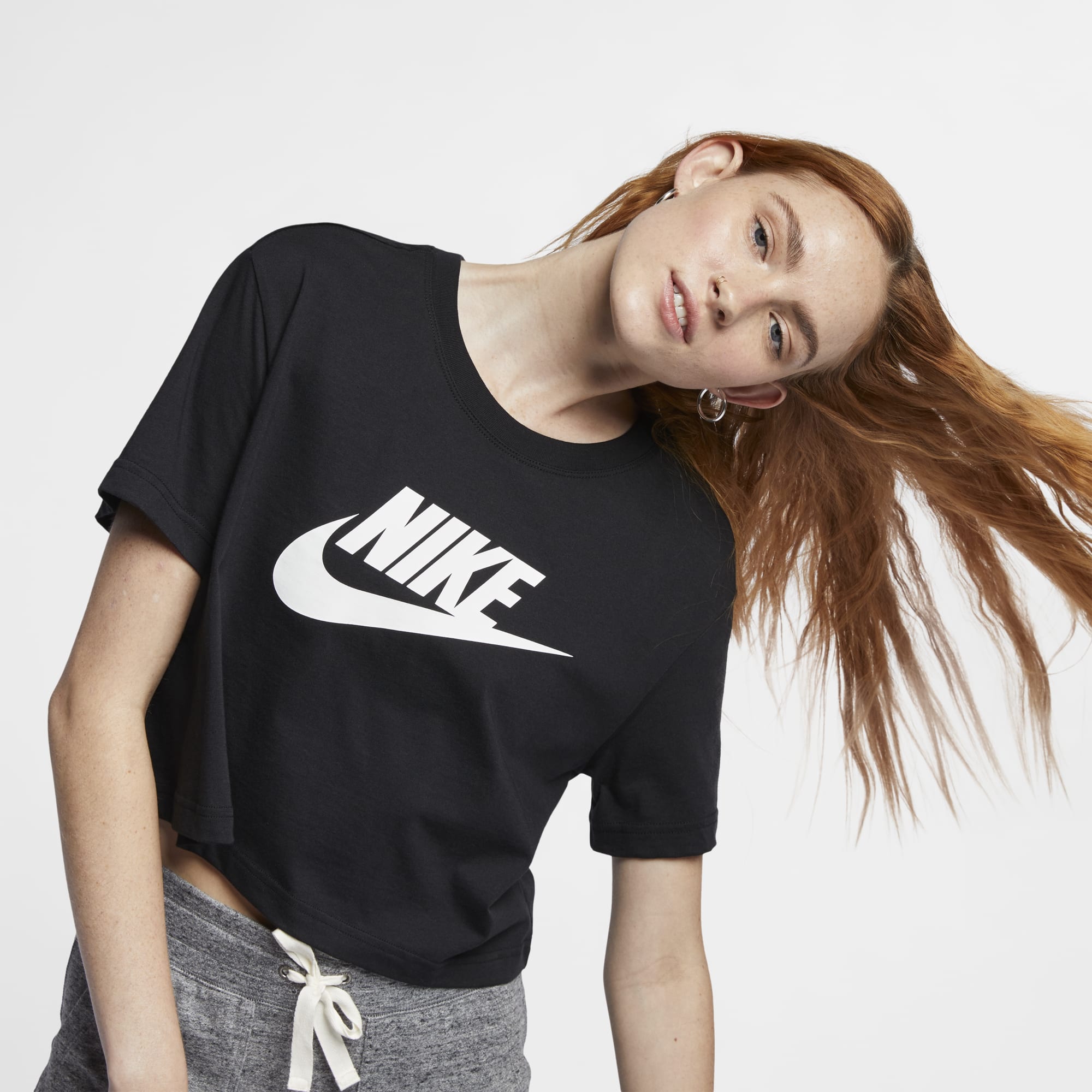Nike Polera Cropped  Sportswear Essential, NEGRO, hi-res