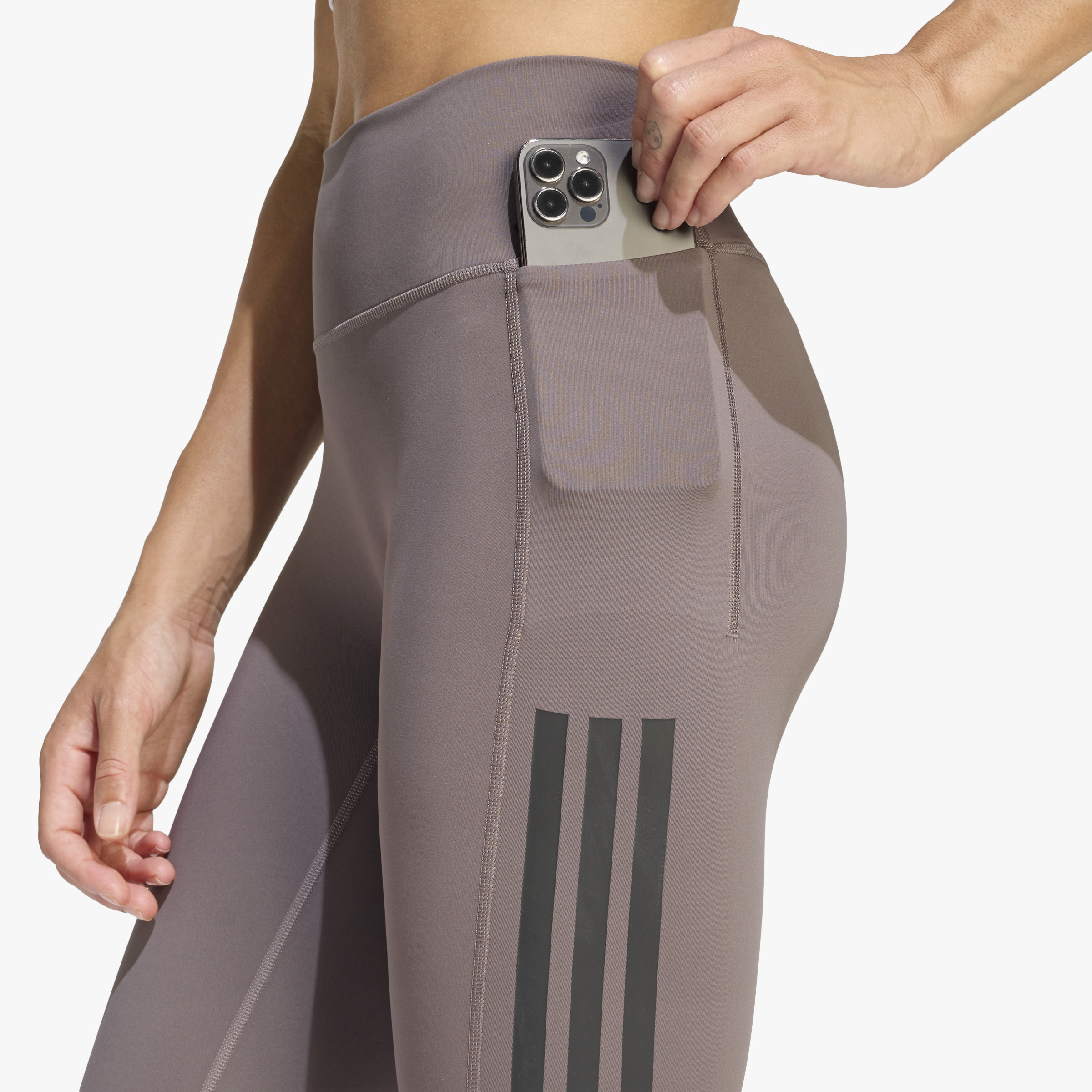 adidas Calzas 7/8 Optime Workout 3 Tiras, GRIS, hi-res