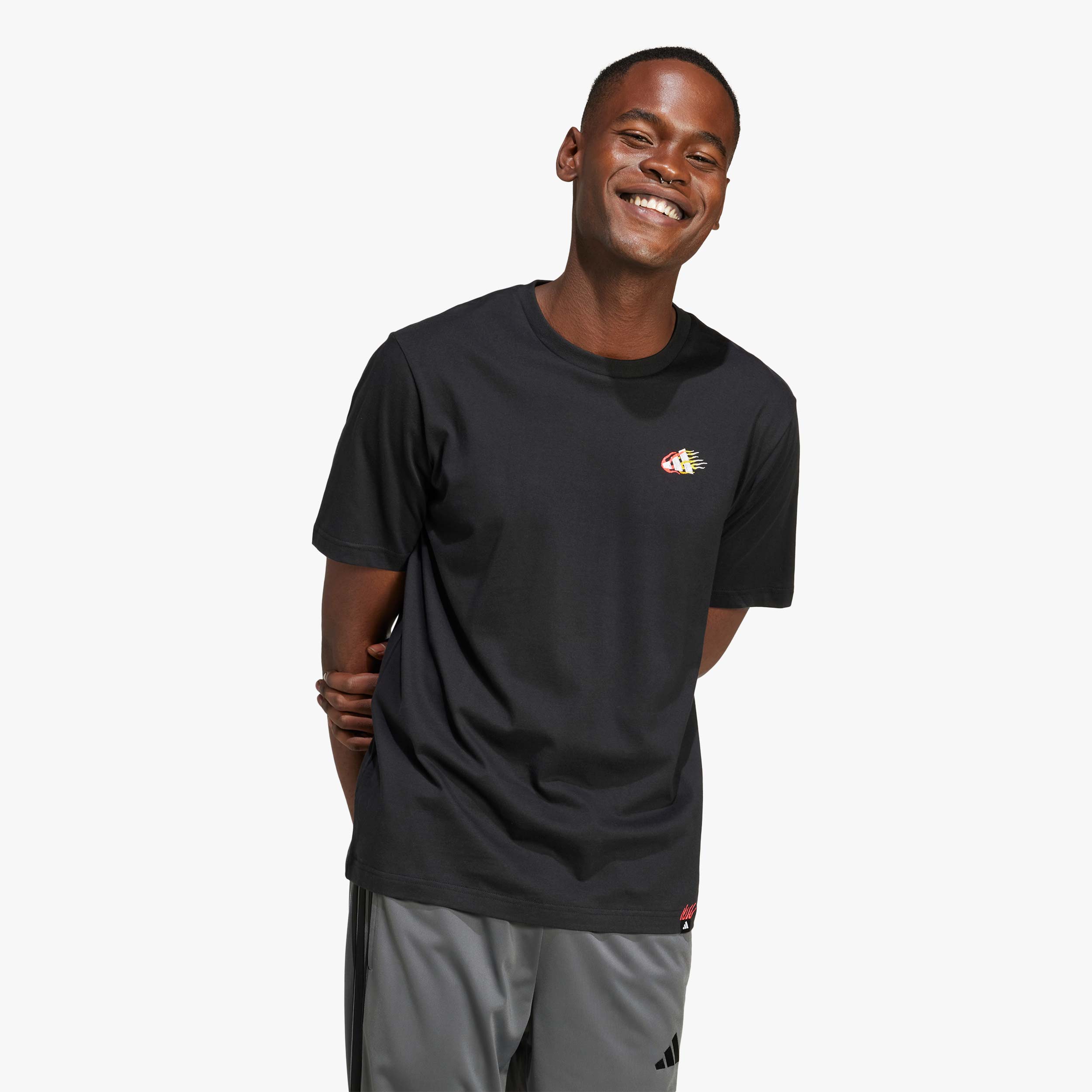 adidas Polera Lounge Mini Embroidery Graphic, NEGRO, hi-res