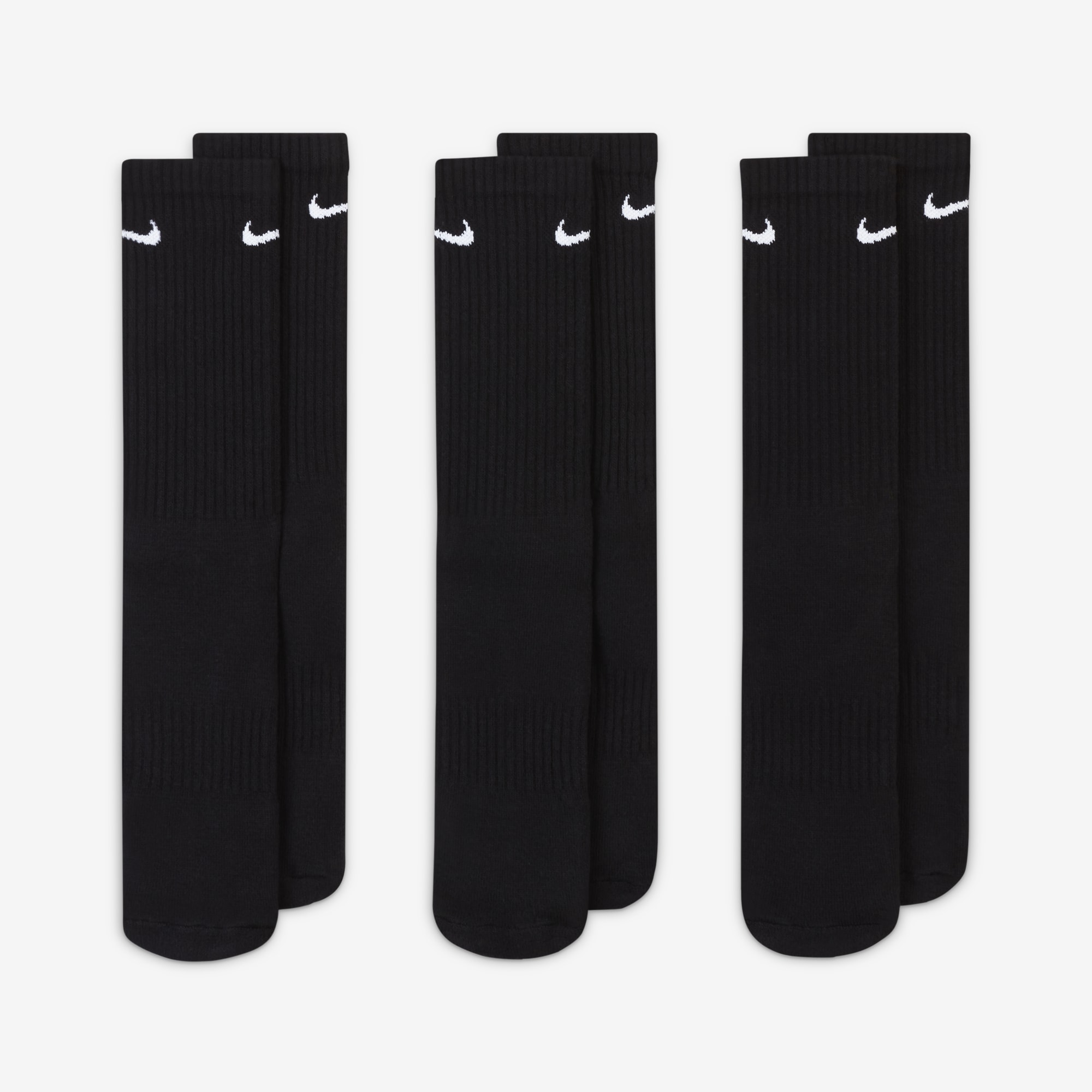 Nike Calcetines Everyday Cushioned Largos 3 Pares, NEGRO, hi-res