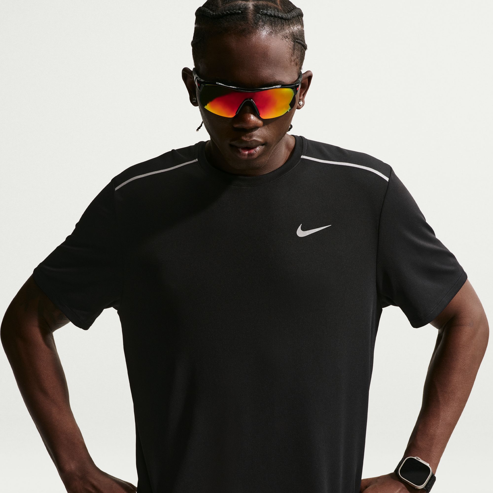 Nike Polera Miler, NEGRO, hi-res