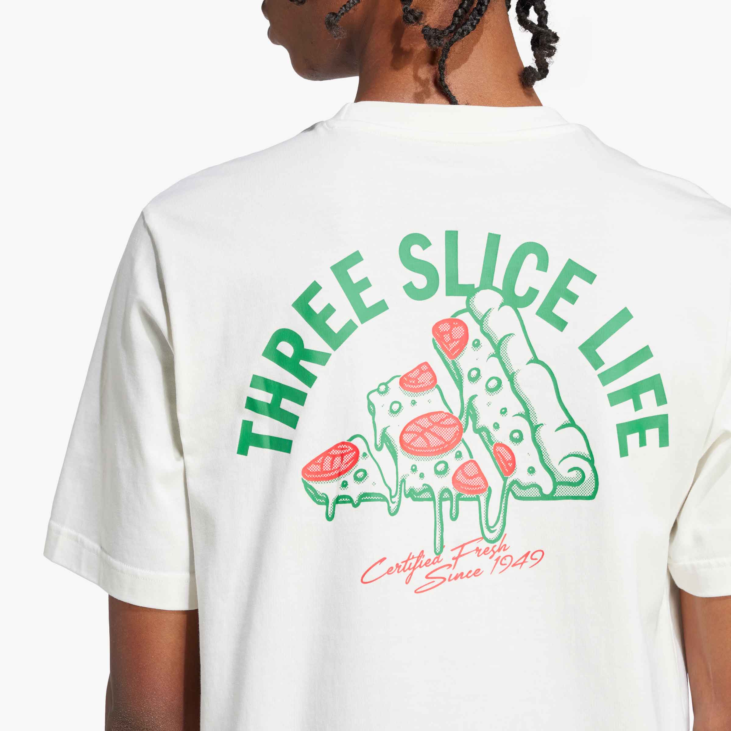 adidas Polera Lounge Pizza Estampado, BLANCO, hi-res
