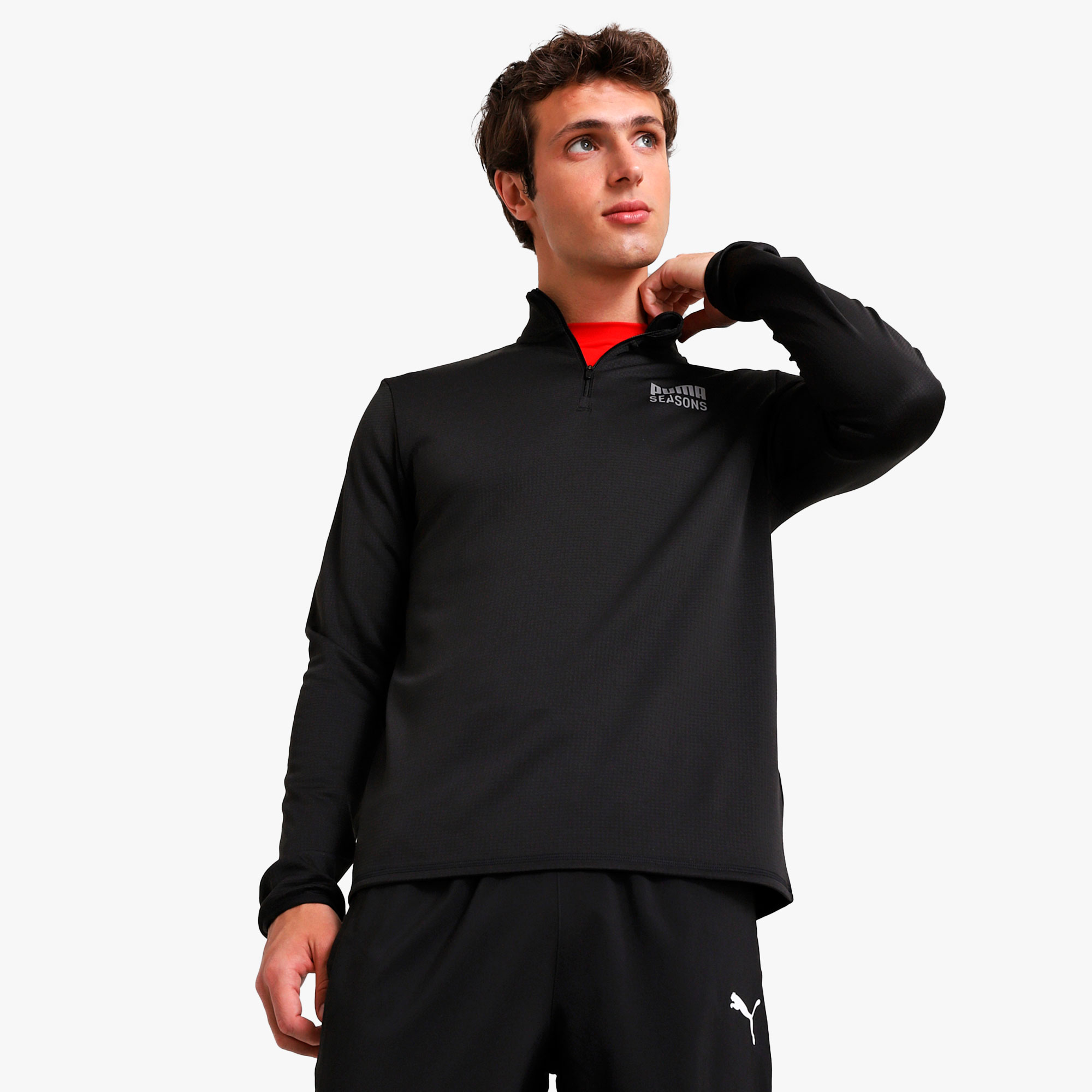 Puma Poler&oacute;n Outdoor Inspired 1/2 Zip, NEGRO, hi-res