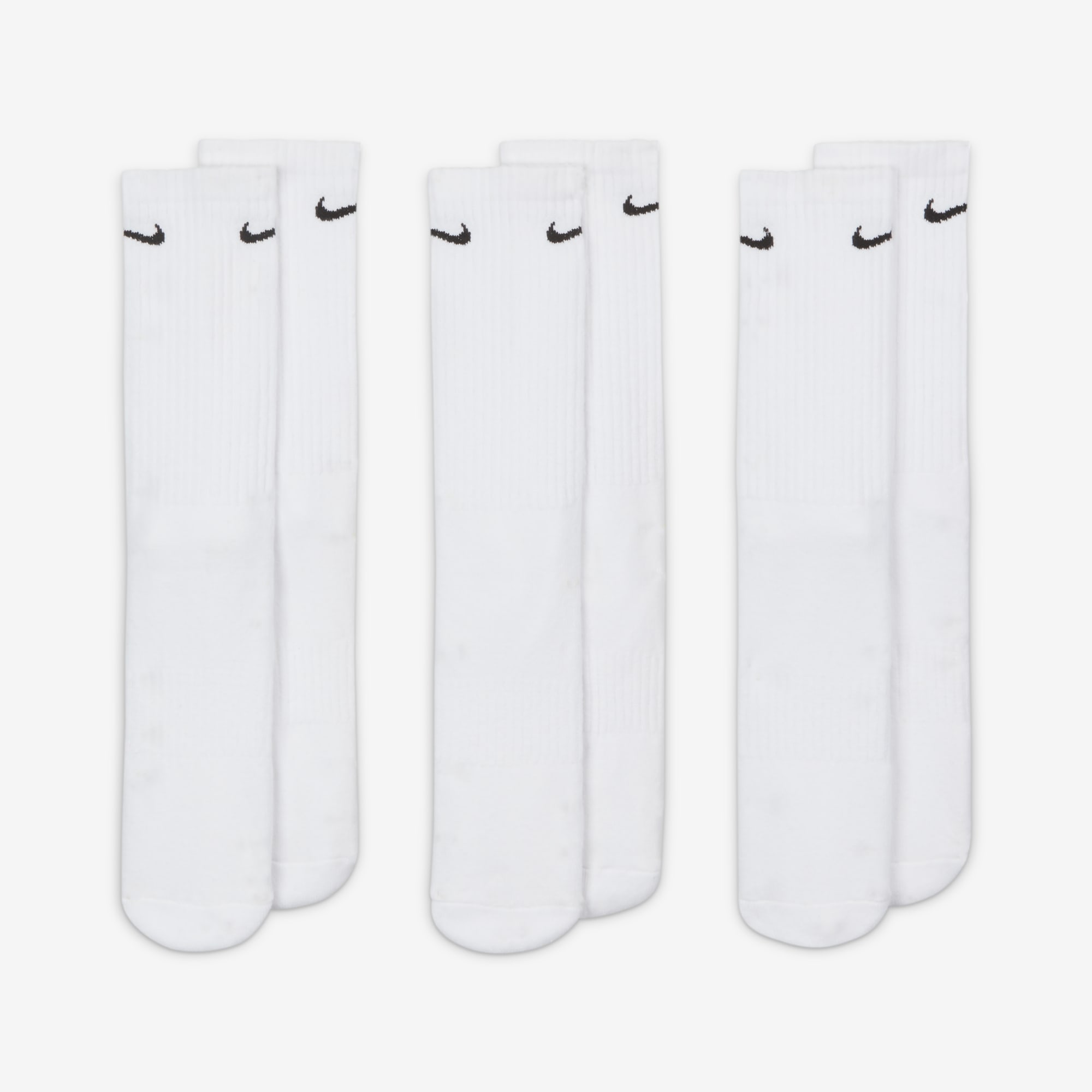 Nike Calcetines Everyday Cushioned Largos 3 Pares, BLANCO, hi-res