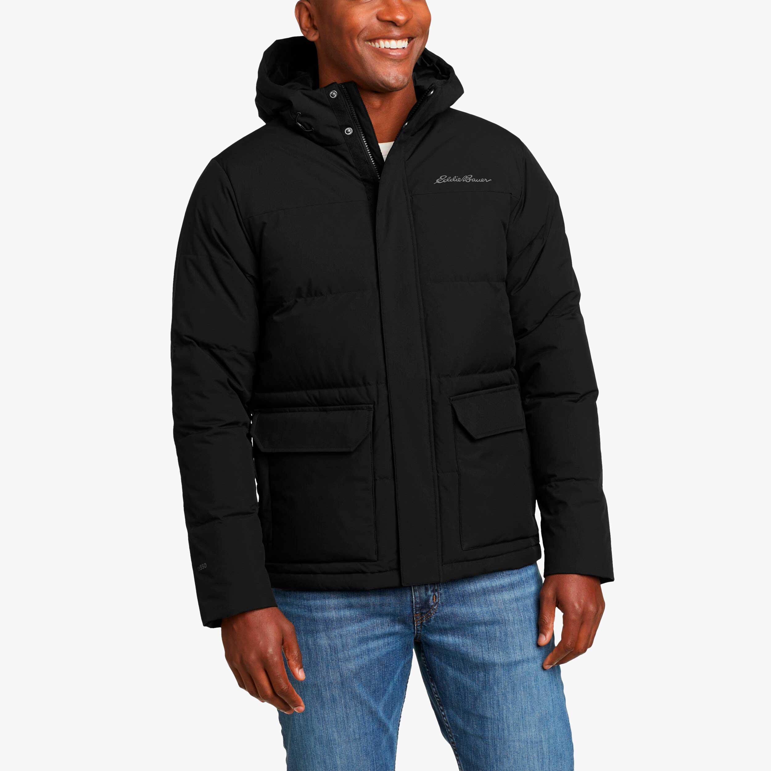 Eddie Bauer Essential Down Hooded Jkt, NEGRO, hi-res