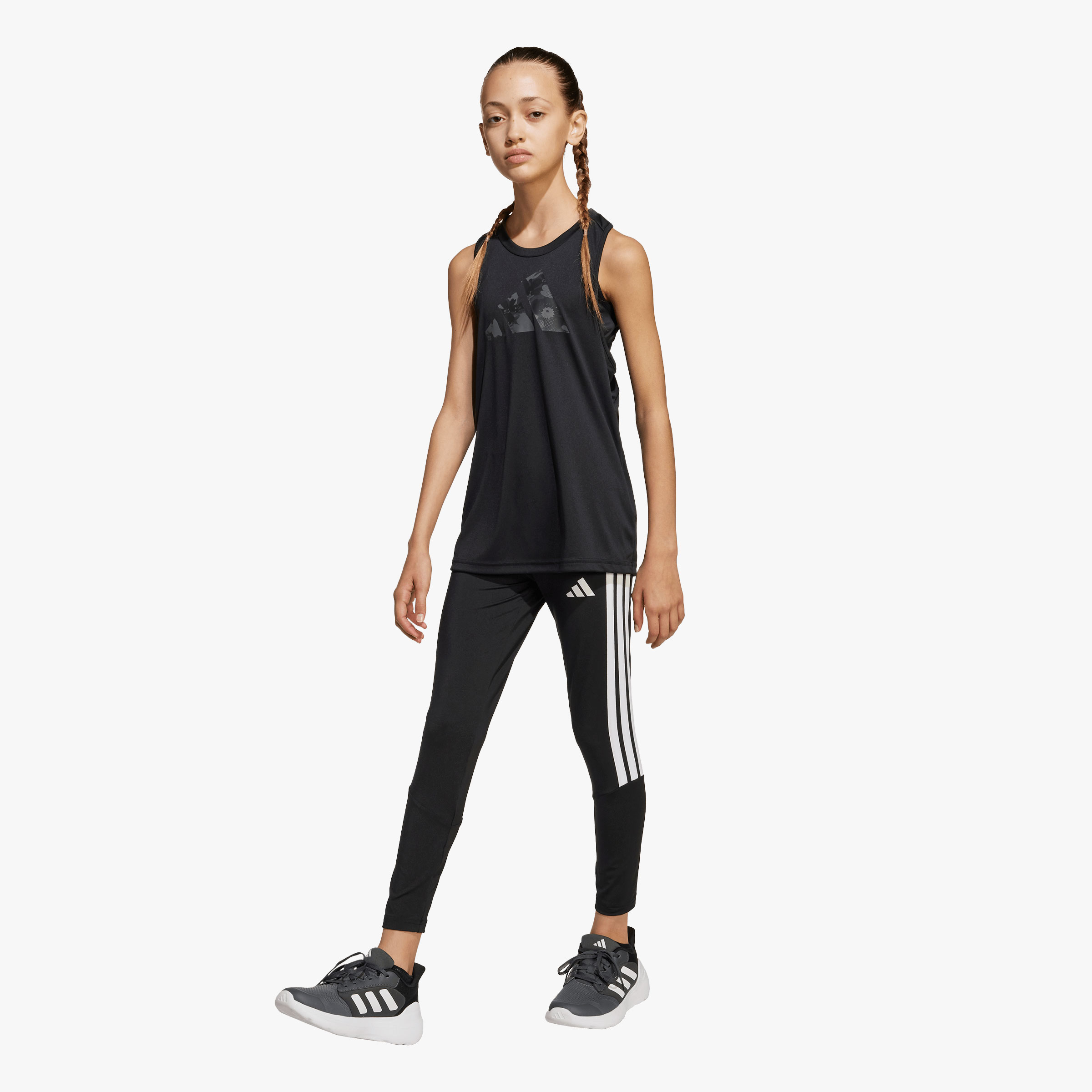 adidas Calzas Train Essentials 3 Tiras Ni&ntilde;as, NEGRO, hi-res