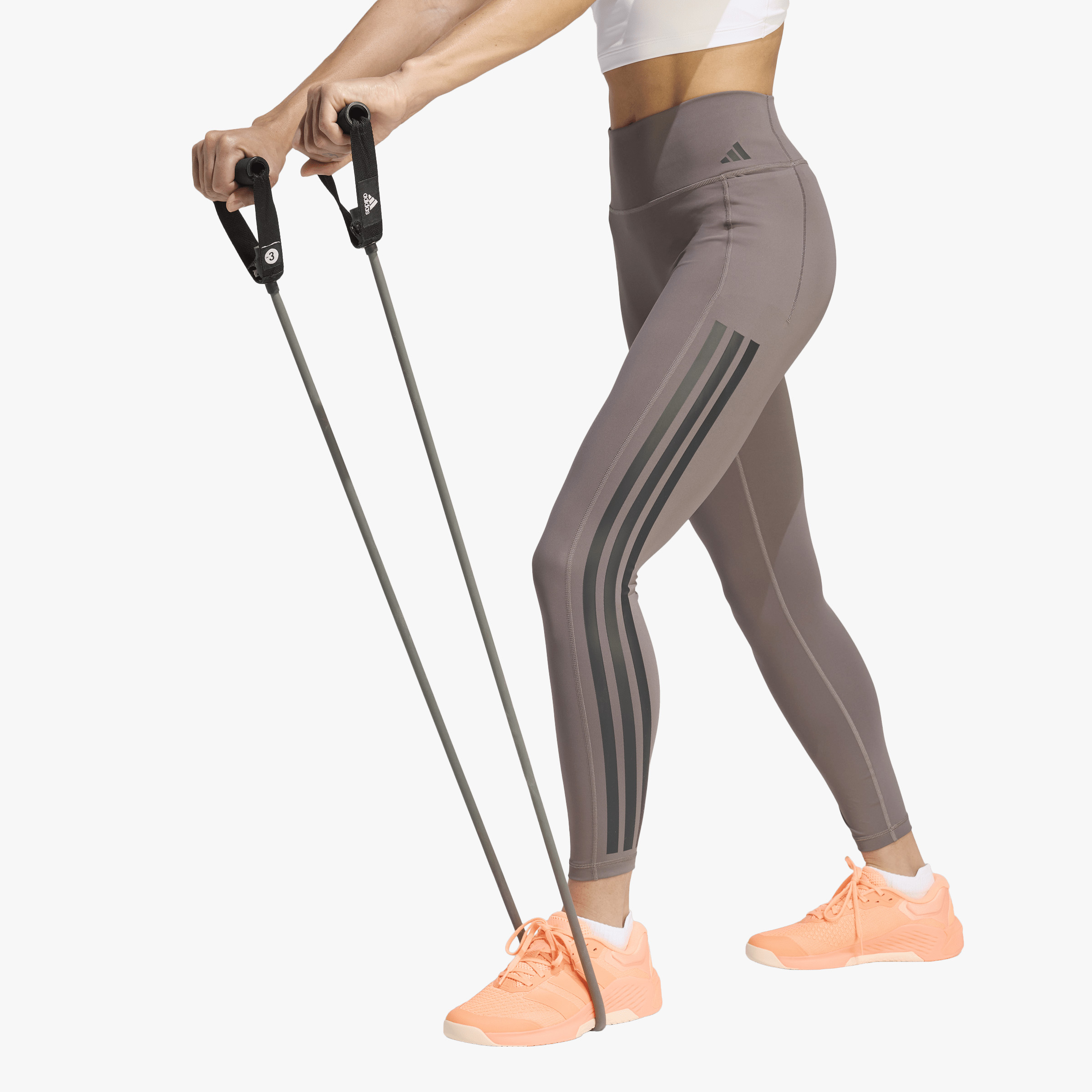 adidas Calzas 7/8 Optime Workout 3 Tiras, GRIS, hi-res