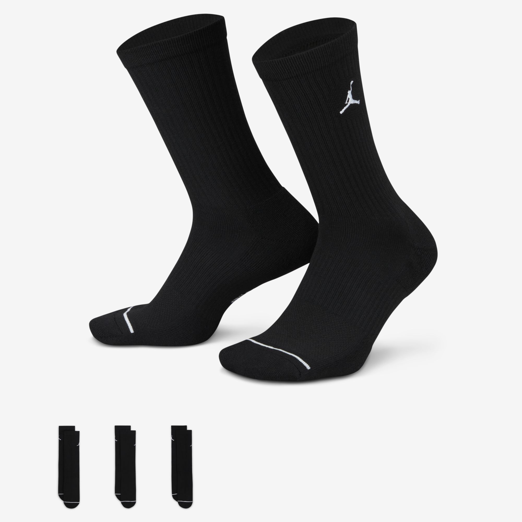 Jordan Calcetines Everyday Crew Largos 3 Pares, NEGRO, hi-res